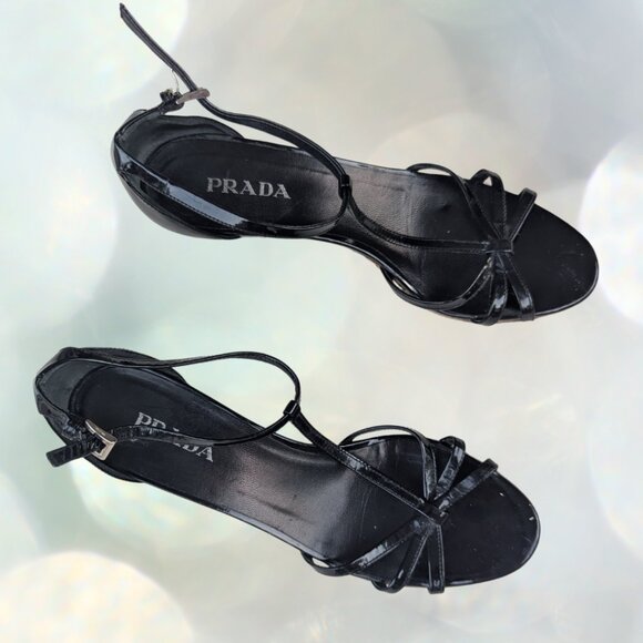 Prada Kitten Heels - Black Patent Leather - Picture 1 of 5